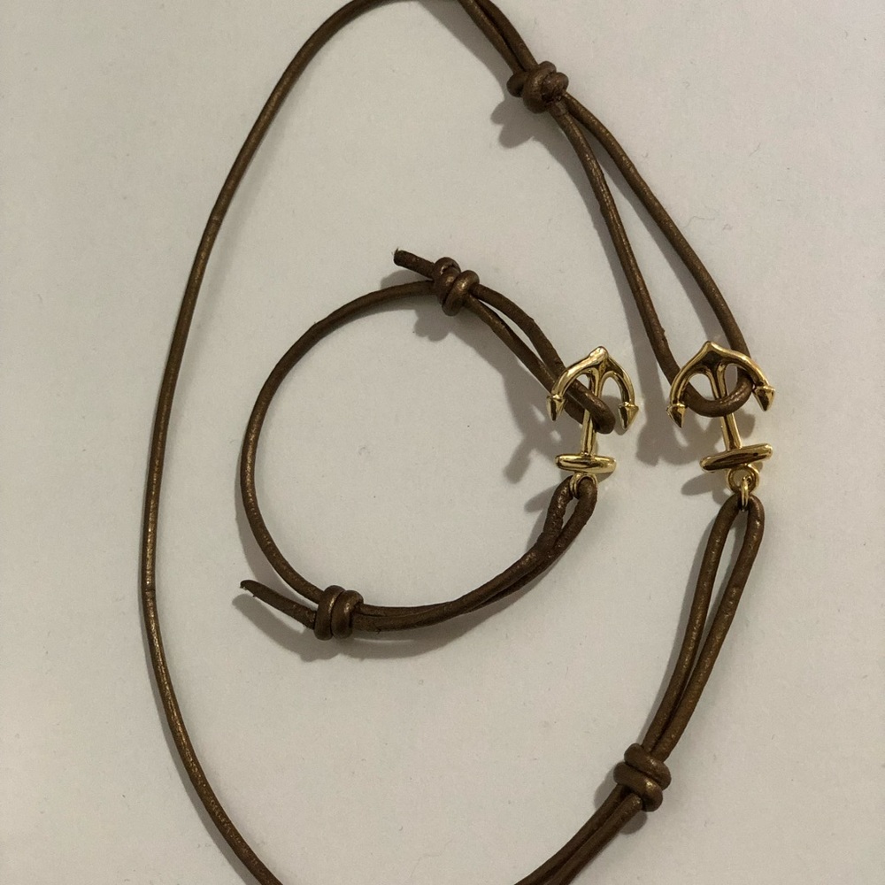 Bronze adjustable anchor bracelet & choker